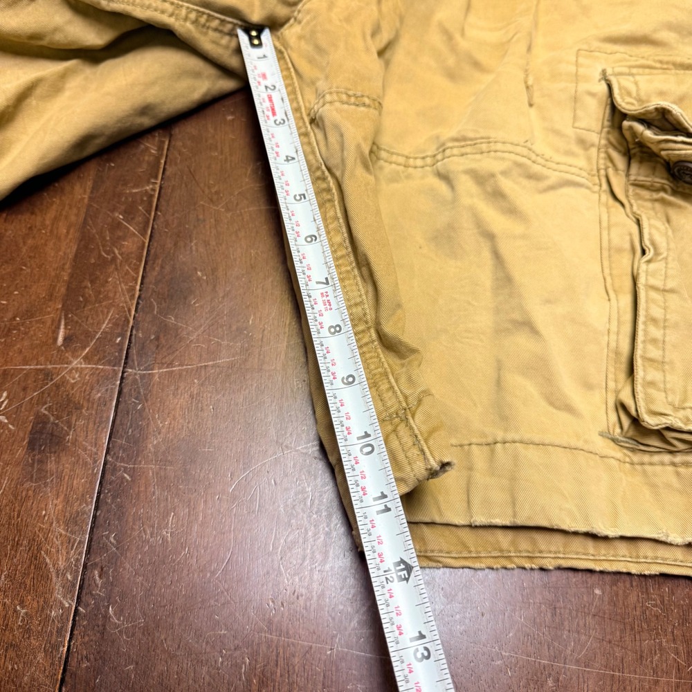 Abercrombie Fitch distressed Cargo Shorts Mens 36/38 Tan Button Fly Utility VTG - Picture 11 of 11